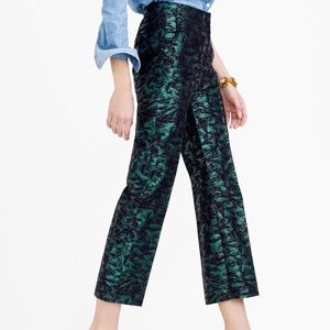 JCrew Jacquard Patio Pant - Green Metallic